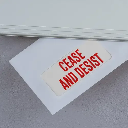 Cease and desist letter representing trademark enforcement action